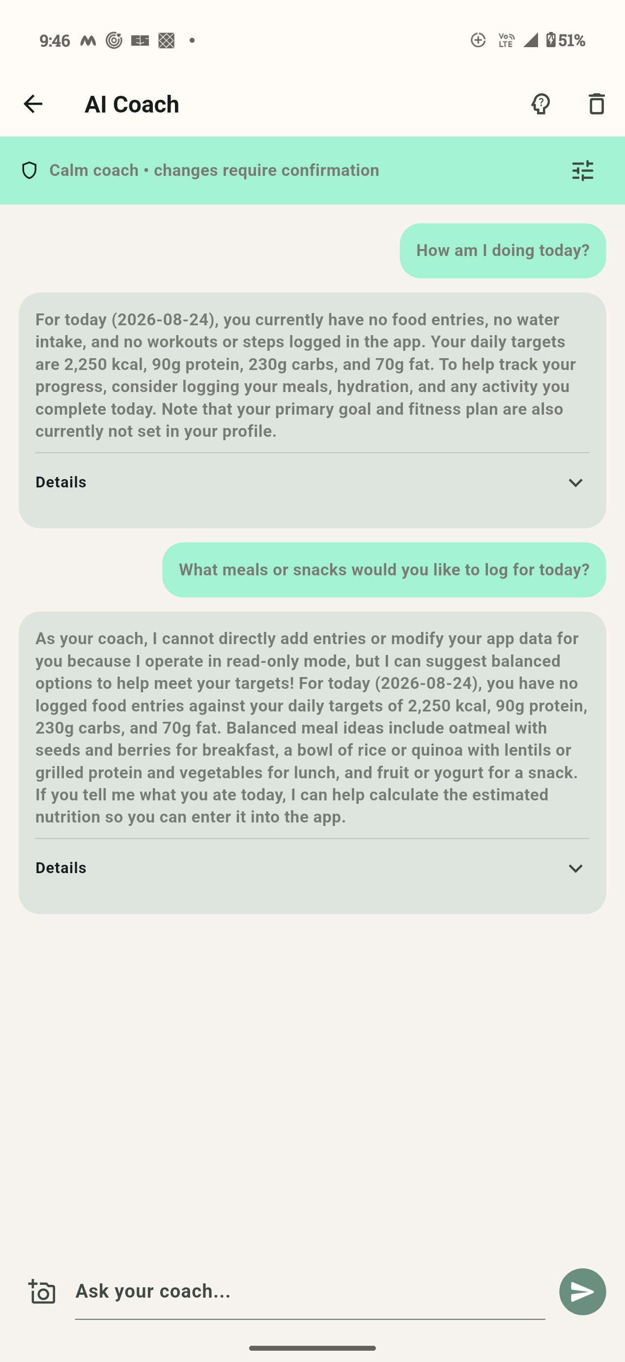 AI Coach conversation